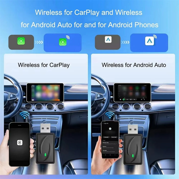 Wireless CarPlay Android Auto 2 in 1 Adapter for Car Navigation USB Dongle - with Type-C Adapter - 3