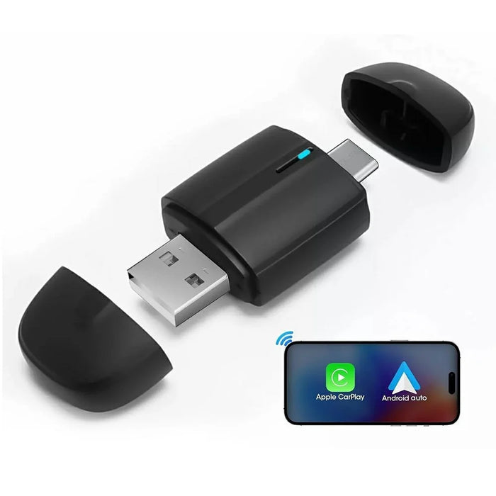 Dual Head 2 in 1 Carplay Android Auto Vehicle Wired to Wireless Adapter - 2