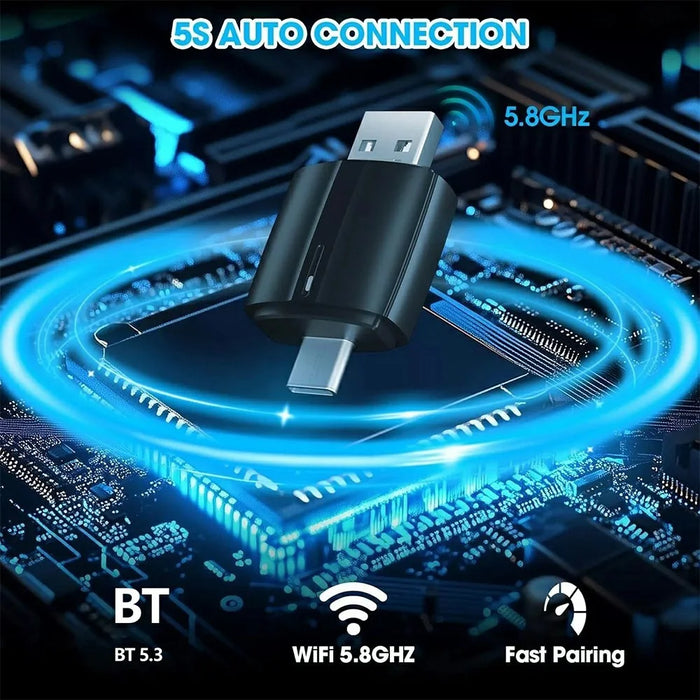 Dual Head 2 in 1 Carplay Android Auto Vehicle Wired to Wireless Adapter - 6