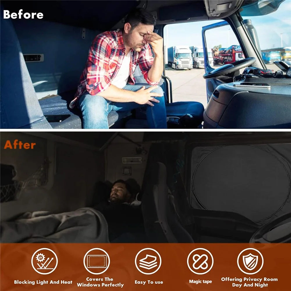 420 x 92cm Large Truck Sun Shade Heavy Duty Vehicle Sunshade Visor Foldable Heat Shield for Front Windshield Side Window - 3