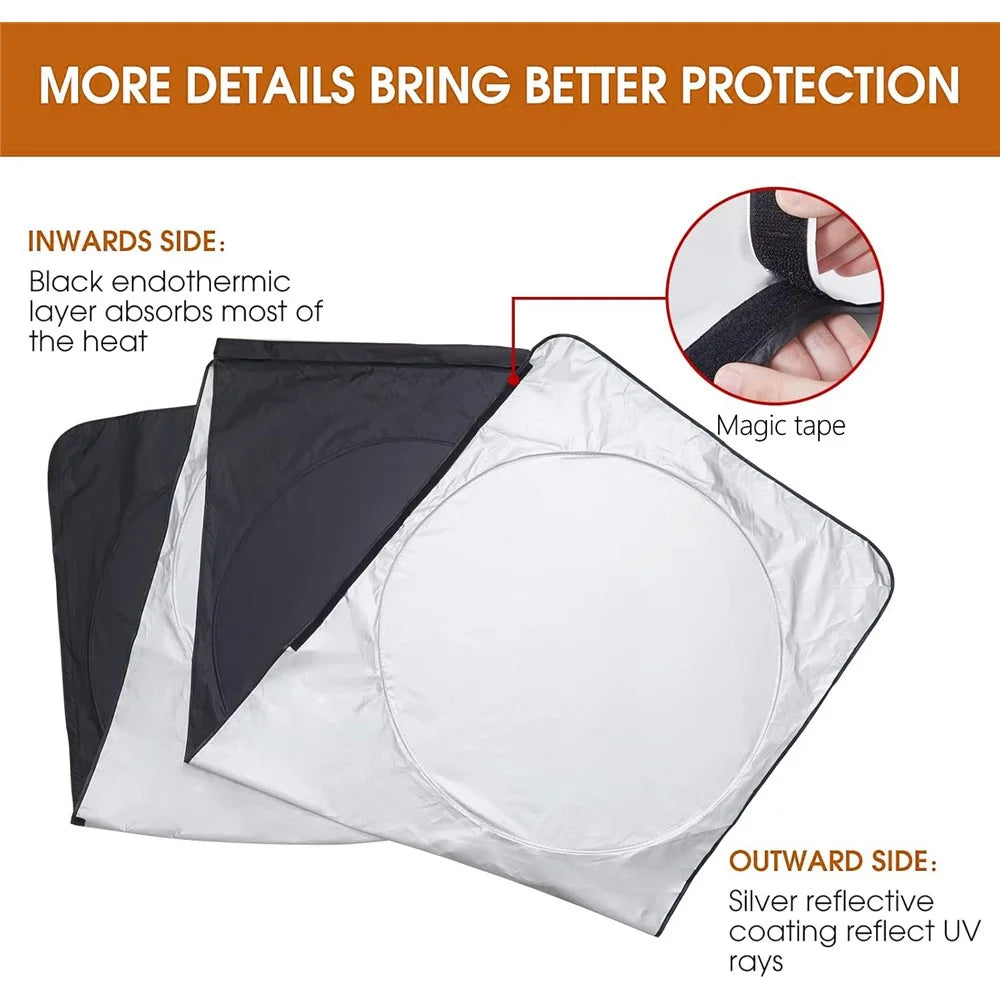 420 x 92cm Large Truck Sun Shade Heavy Duty Vehicle Sunshade Visor Foldable Heat Shield for Front Windshield Side Window - 4