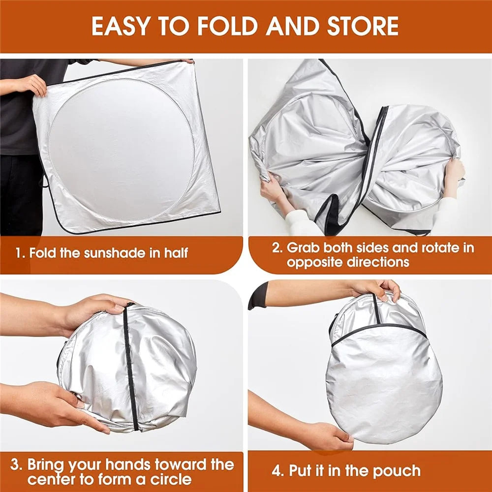 420 x 92cm Large Truck Sun Shade Heavy Duty Vehicle Sunshade Visor Foldable Heat Shield for Front Windshield Side Window - 5