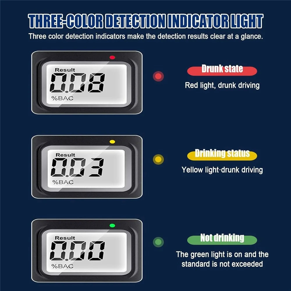 MR689 Portable Breathalyzer Alcohol Tester High Precision BAC Detector Analyzer with White LED Light - 7