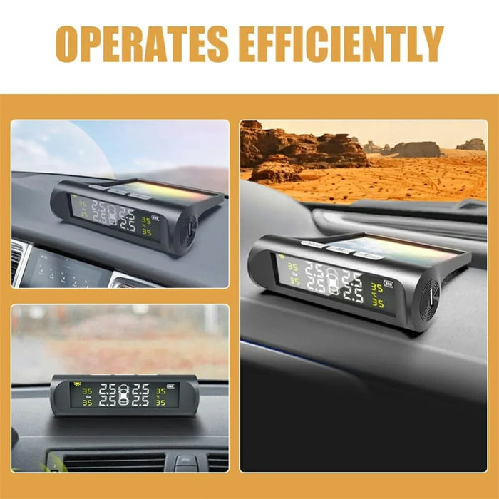 TPMS Tire Pressure Monitor System Solar Powered Wireless Car Tyre Sensor High Low Pressure Alert - 5