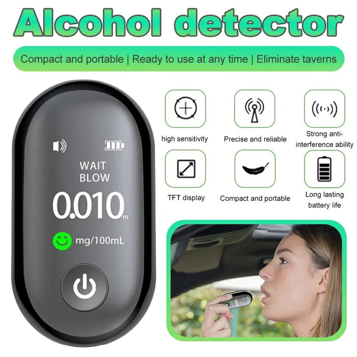 G1 Portable Breathalyzer Alcohol Tester TFT Screen High Precision Detector with LED Indicators - 3
