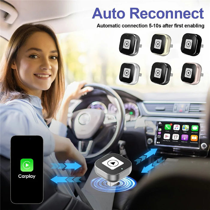 Mini 2 in 1 Wireless CarPlay Android Auto Adapter for Built-In Carplay / Android Auto Vehicles - Black - 5