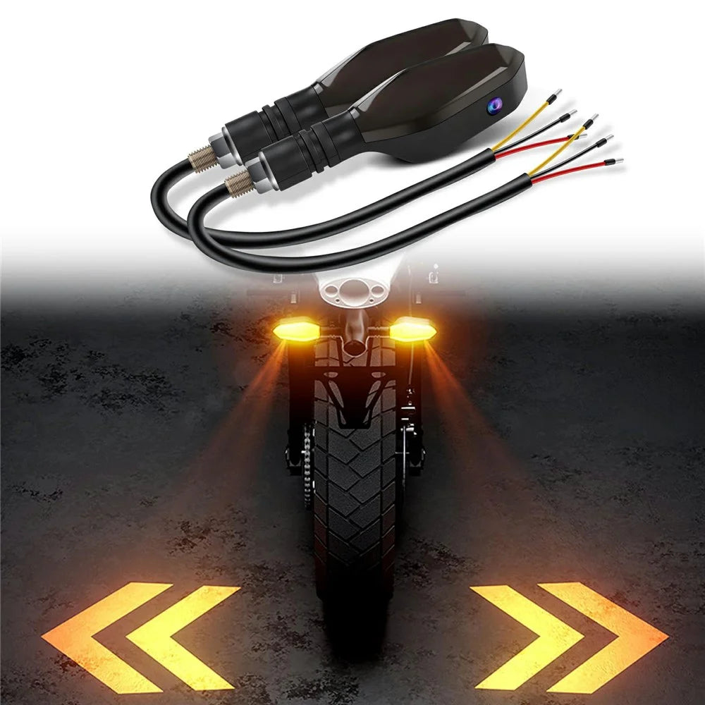2Pcs Motorcycle LED Projection Turn Signal Light Ground Illumination Warning Lamp for Electric Vehicles - 2