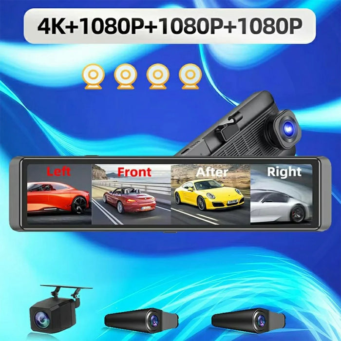 ADAS 12 Inch Full Screen Rearview Mirror Dash Cam 4 Channels 4K Ultra HD 360 Degree Blind Spot Warning BSD for Car - 5