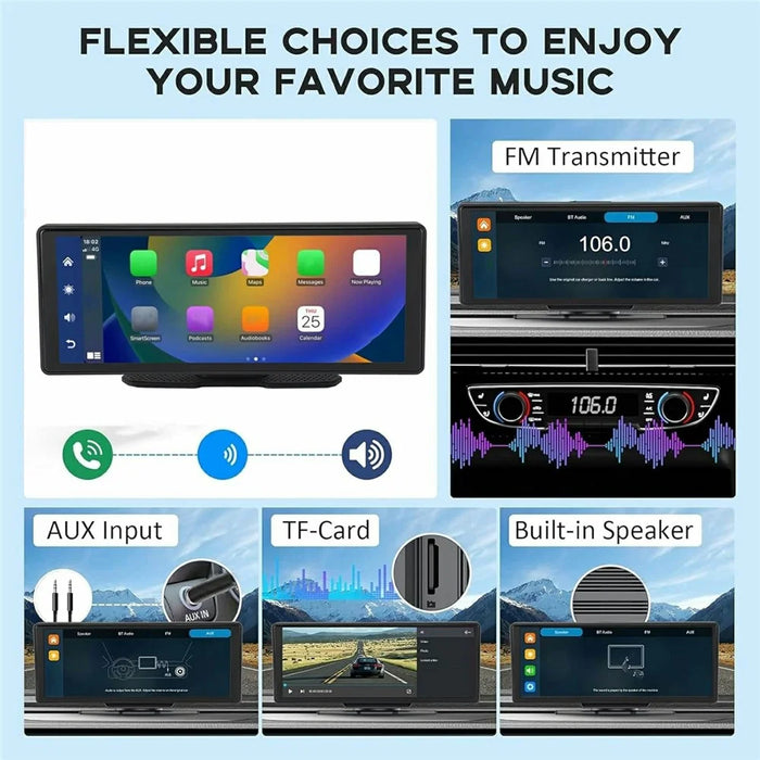 T60 Portable CarPlay Android Auto Screen 11.3 Inch Touchscreen Car Stereo Display with 1080P Rear View Camera and 24H Parking Monitor - 2