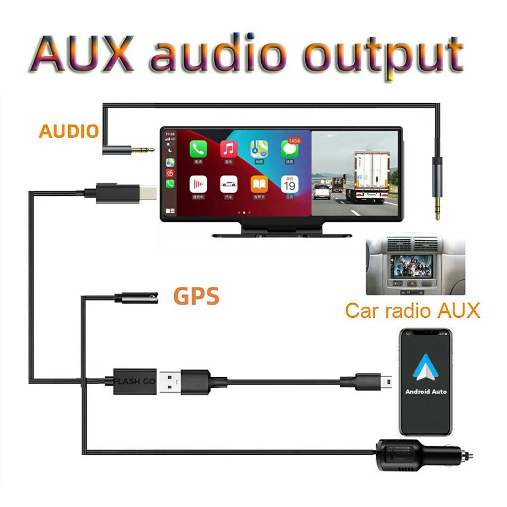 For Car Dashboard 10.26 Inch Touch Screen CarPlay Android Auto FM Transmitter with Rearview Camera - 7