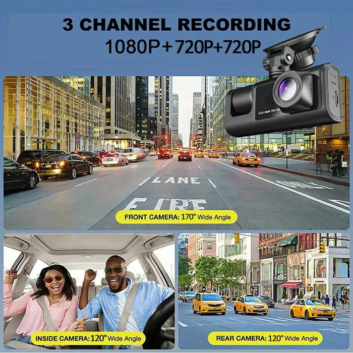 WIFI Car Dash Cam HD 1080P Front / Inside / Rear 3 Lens Car DVR Parking Recorder - 5