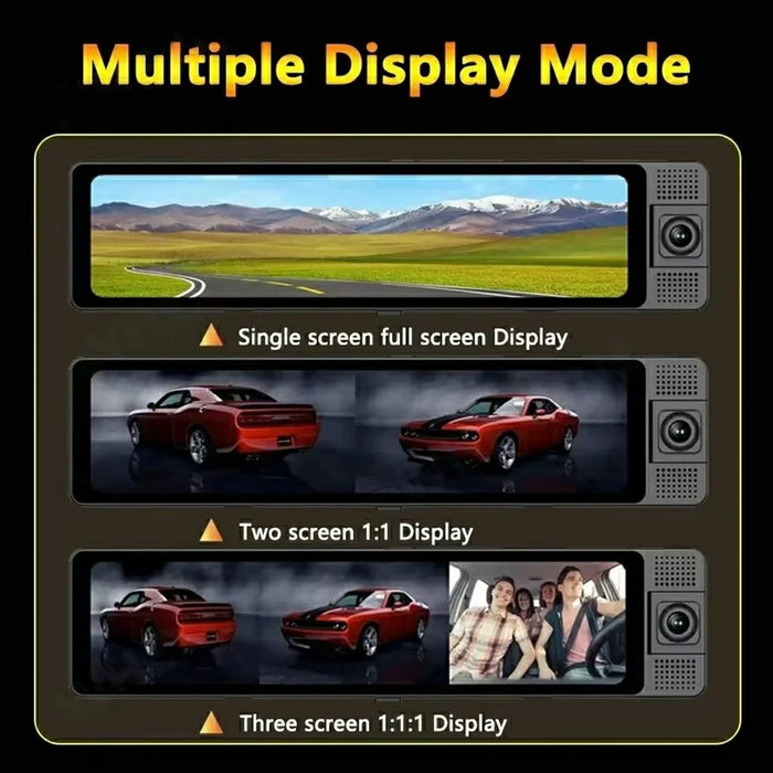 3 Lens 4K Rearview Mirror Dash Cam Interior Recording HD Reverse Camera 2K Front 1080P Inside 1080P Rear - 4