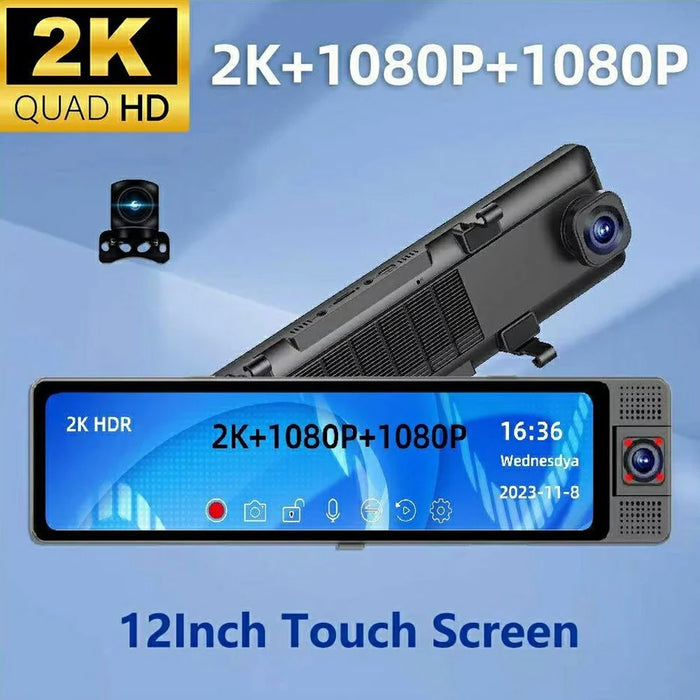 3 Lens 4K Rearview Mirror Dash Cam Interior Recording HD Reverse Camera 2K Front 1080P Inside 1080P Rear - 5