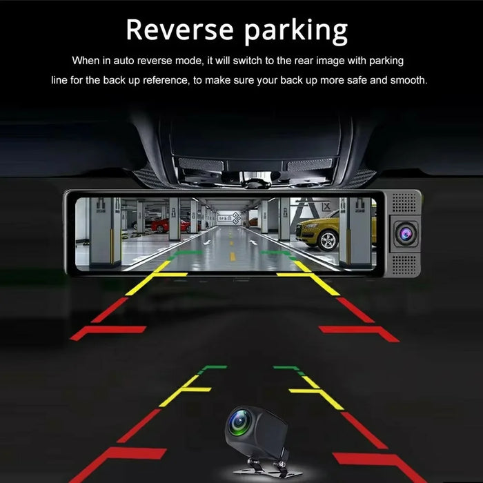 3 Lens 4K Rearview Mirror Dash Cam Interior Recording HD Reverse Camera 2K Front 1080P Inside 1080P Rear - 6