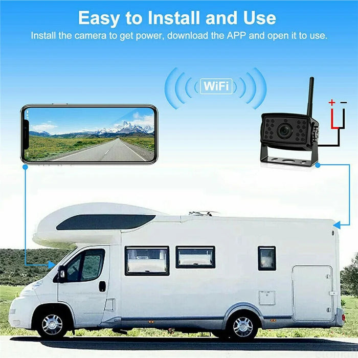 W105 For Vehicle Wireless Backup Camera 18 LED Night Vision HD 1080P IP67 Waterproof Wide Angle WiFi Cam - 3