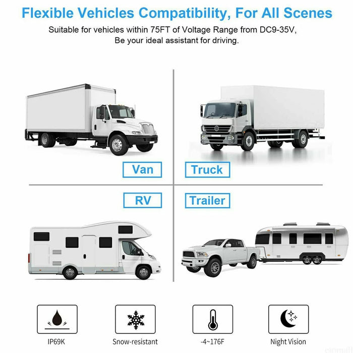 W105 For Vehicle Wireless Backup Camera 18 LED Night Vision HD 1080P IP67 Waterproof Wide Angle WiFi Cam - 6
