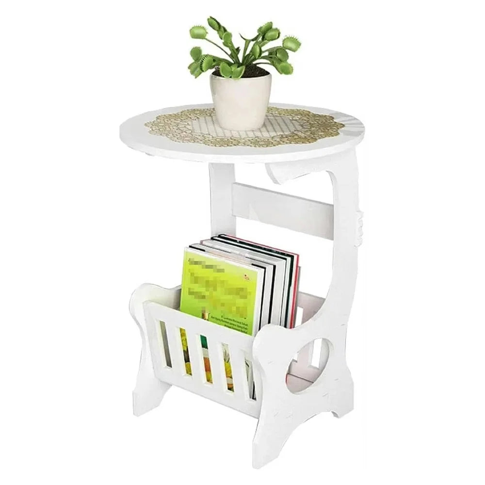 22 x 20 x 44cm Mini Round Side Table Nightstand End Table for Living Room Bedroom Space Saving - 2