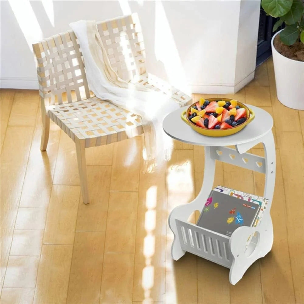 22 x 20 x 44cm Mini Round Side Table Nightstand End Table for Living Room Bedroom Space Saving - 3