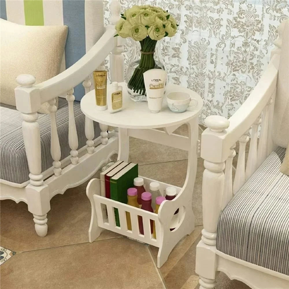22 x 20 x 44cm Mini Round Side Table Nightstand End Table for Living Room Bedroom Space Saving - 4