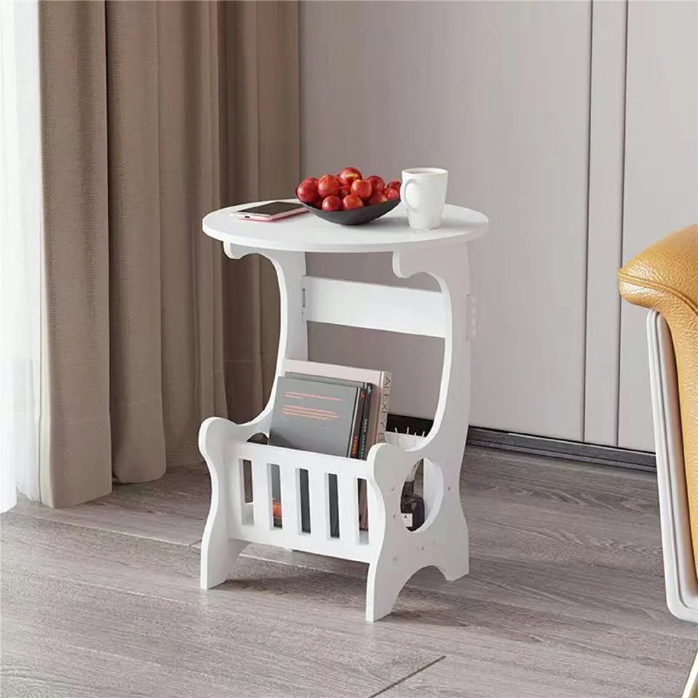 22 x 20 x 44cm Mini Round Side Table Nightstand End Table for Living Room Bedroom Space Saving - 6