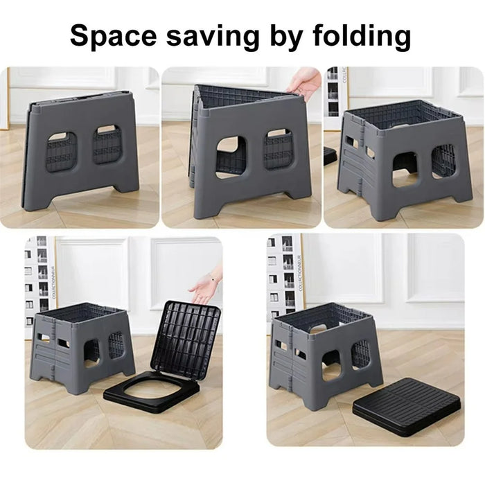 Portable Folding Toilet Seat for Car Travel Space Saving Outdoor Camping Commode Chair with Lid - Grey - 4
