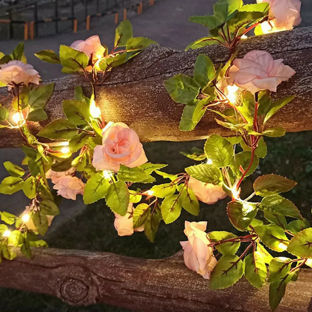 10m 100 LED Solar Powered Rose String Light 8 Modes Outdoor Garden Landscape Decorative Lamp - 1