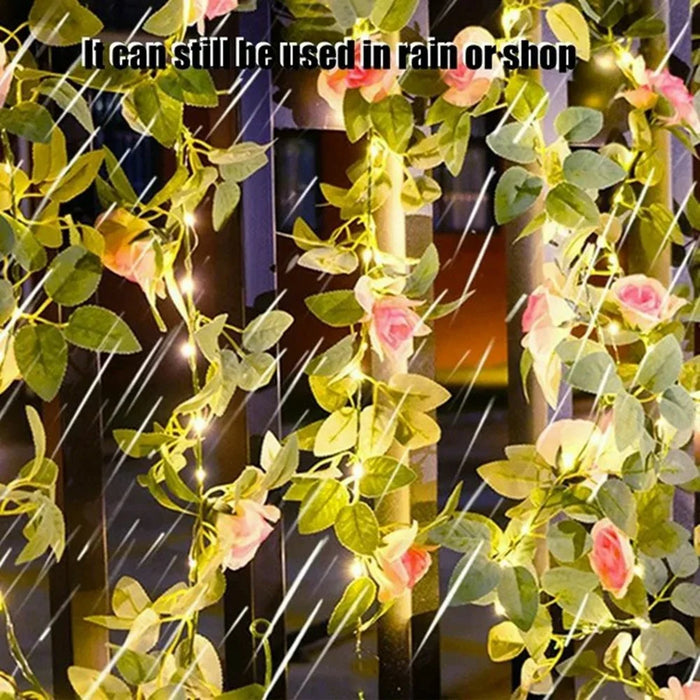 10m 100 LED Solar Powered Rose String Light 8 Modes Outdoor Garden Landscape Decorative Lamp - 3