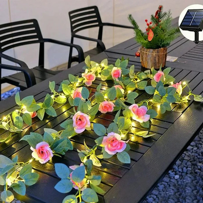 10m 100 LED Solar Powered Rose String Light 8 Modes Outdoor Garden Landscape Decorative Lamp - 4
