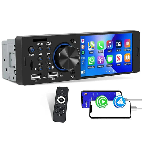 F7805C Wired CarPlay 4.1 Inch Touch Screen MP5 Car Radio Bluetooth-Compatible SD AUX USB 7 Color Lights Multimedia Player - 1