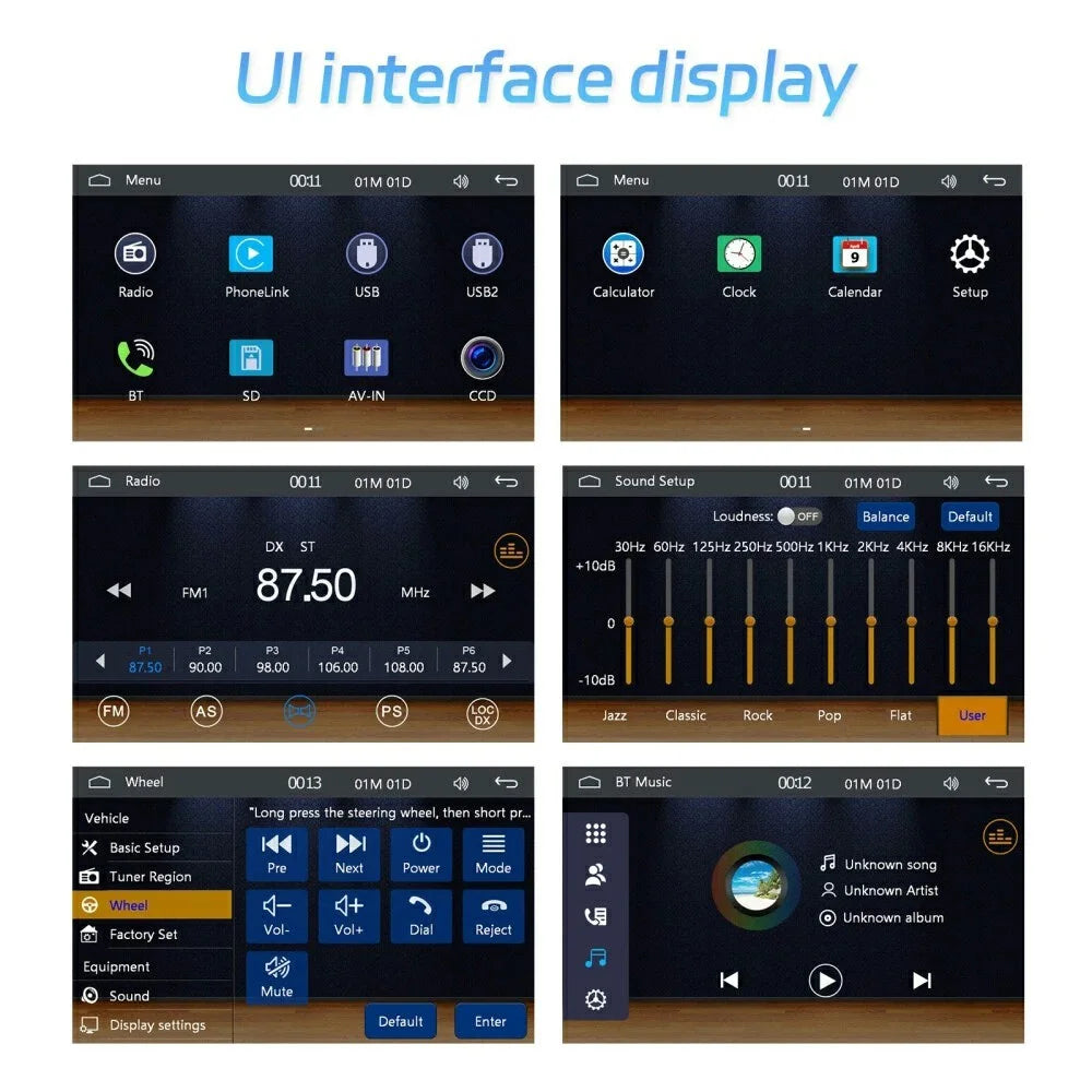 F7805C Wired CarPlay 4.1 Inch Touch Screen MP5 Car Radio Bluetooth-Compatible SD AUX USB 7 Color Lights Multimedia Player - 3