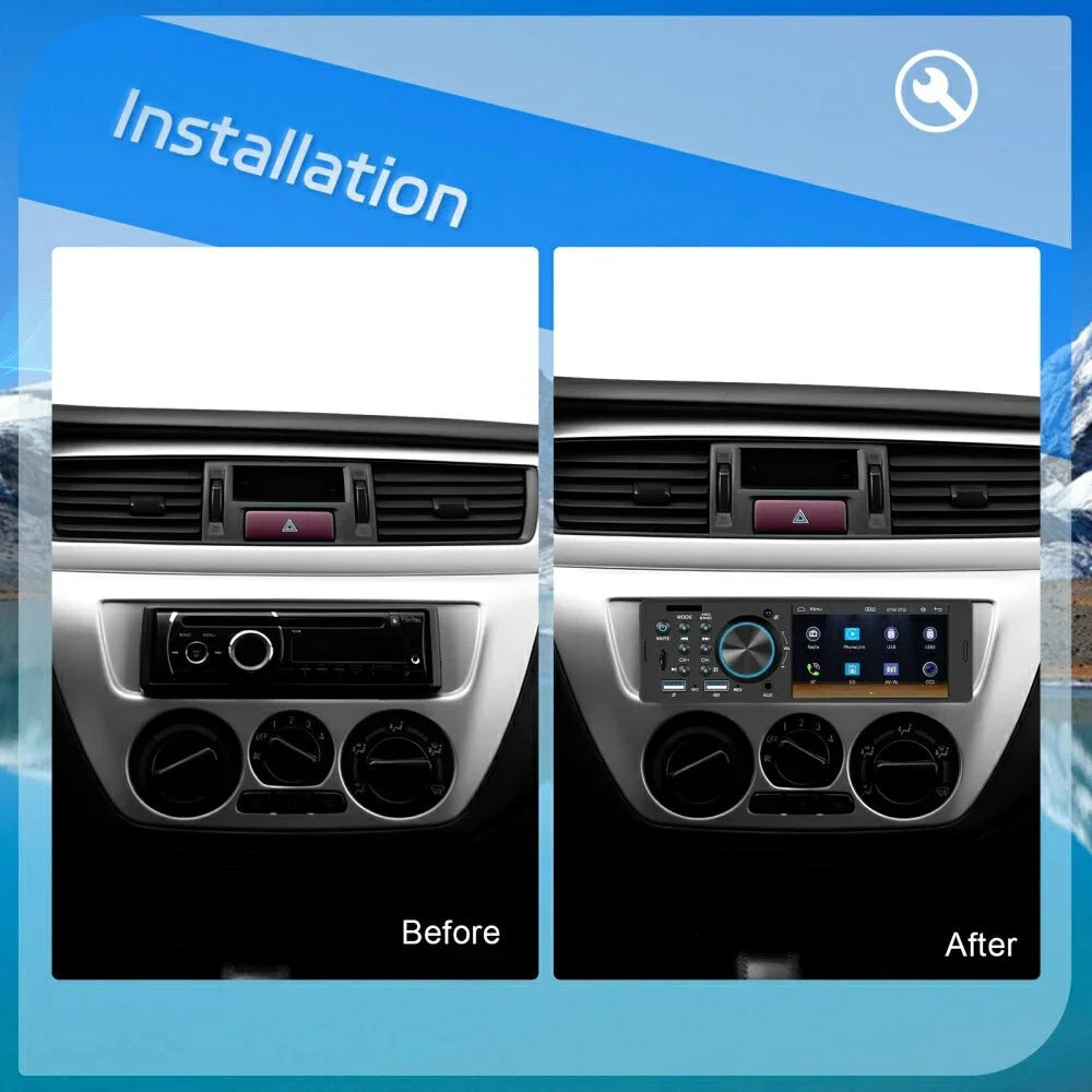 F7805C Wired CarPlay 4.1 Inch Touch Screen MP5 Car Radio Bluetooth-Compatible SD AUX USB 7 Color Lights Multimedia Player - 4