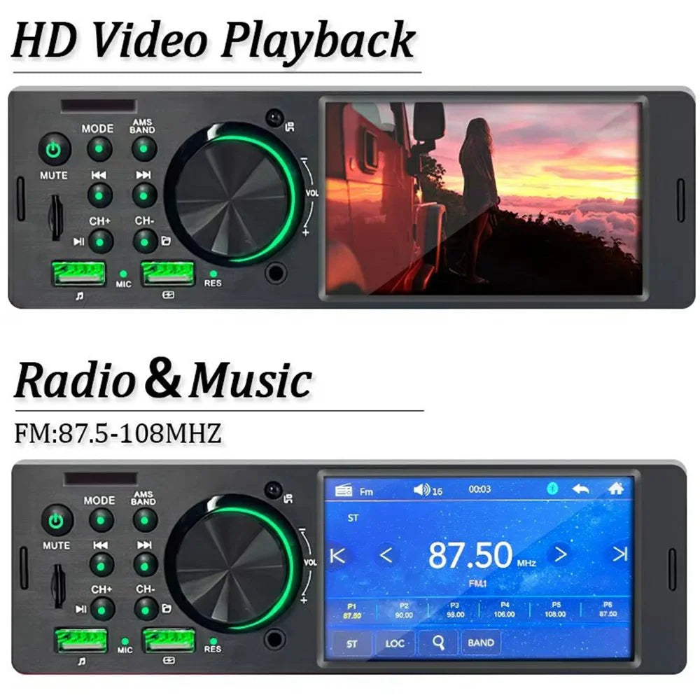 F7805C Wired CarPlay 4.1 Inch Touch Screen MP5 Car Radio Bluetooth-Compatible SD AUX USB 7 Color Lights Multimedia Player - 7