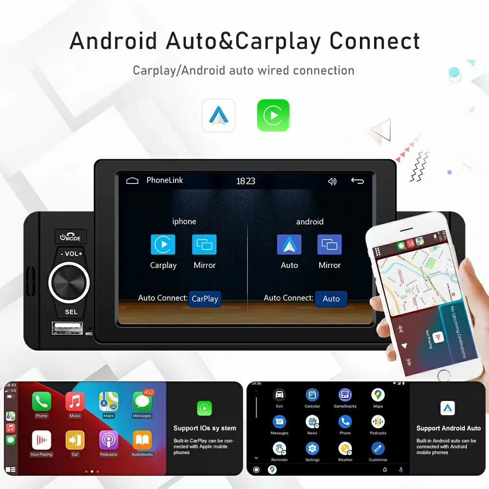 SW-151C Wired CarPlay 5 Inch Touch Screen MP5 Car Radio Bluetooth-Compatible Multimedia Player - 3