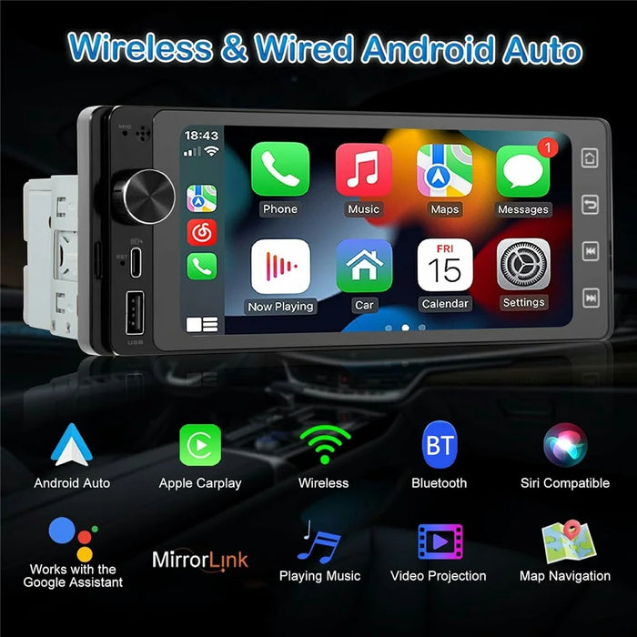 F6021W 6.86 Inch Wireless CarPlay Android Auto MP5 Player Car HD Backup Camera Navigation System - 2