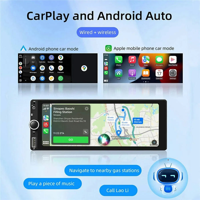 F6021W 6.86 Inch Wireless CarPlay Android Auto MP5 Player Car HD Backup Camera Navigation System - 3