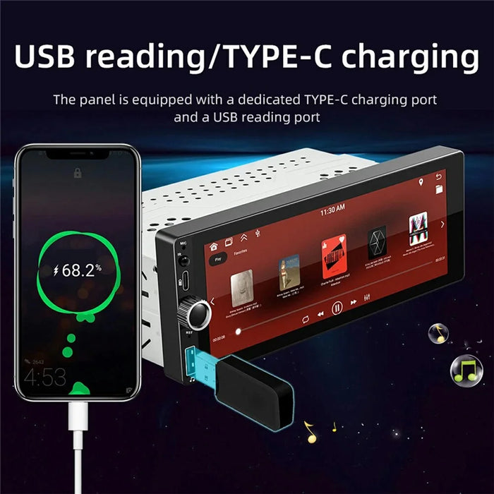 F6021W 6.86 Inch Wireless CarPlay Android Auto MP5 Player Car HD Backup Camera Navigation System - 6