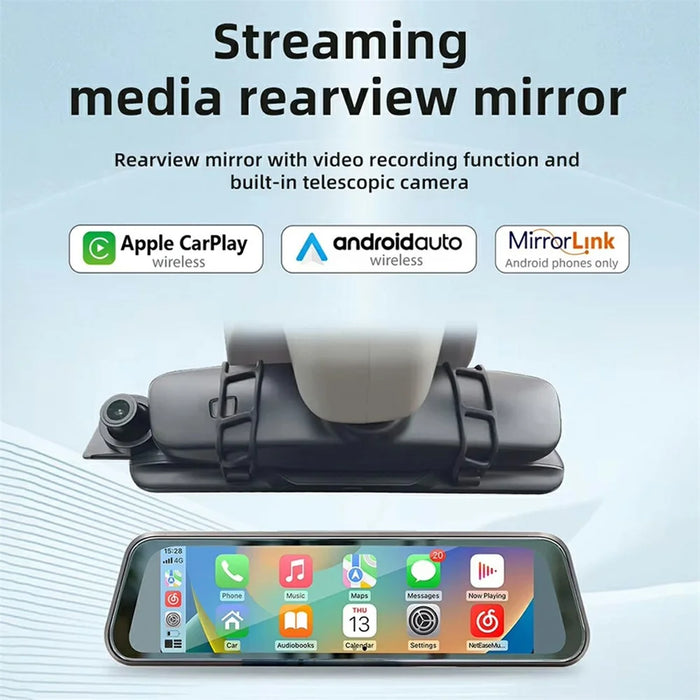 B5319R Carplay 9.36 Inch Dash Cam Bluetooth-Compatible Rearview Mirror Streaming Media HD Large Screen with Backup Camera - 2