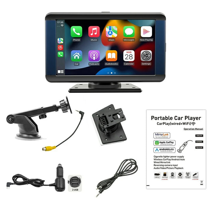 7 Inch Portable Car MP5 Player Wireless CarPlay Android Auto Bluetooth-Compatible FM Transmitter Dash Cam - 7
