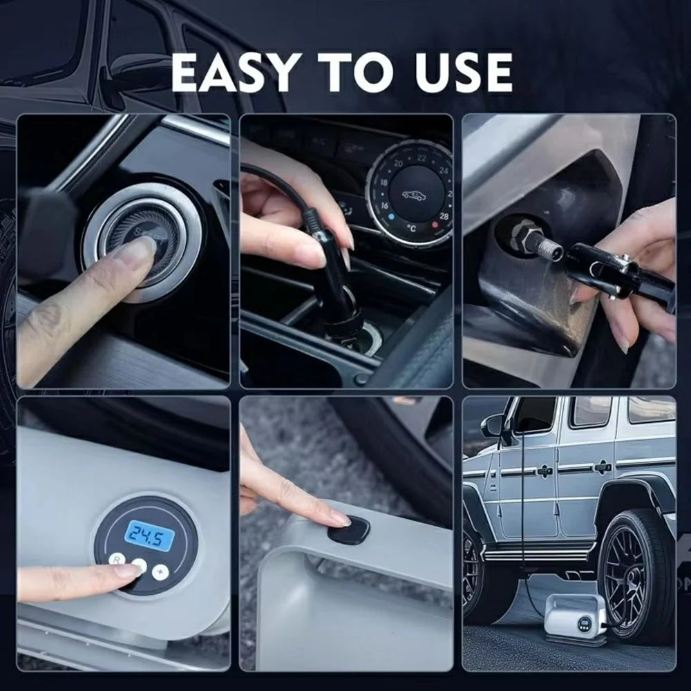 22 Cylinder Digital Display Car Air Pump Portable Compressor Multifunction Tire Inflator - 7