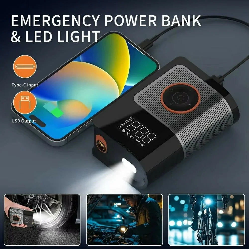 Portable Mini Air Compressor for Car Digital Display Wireless Tire Inflator Smart Pump with LED Light - 5