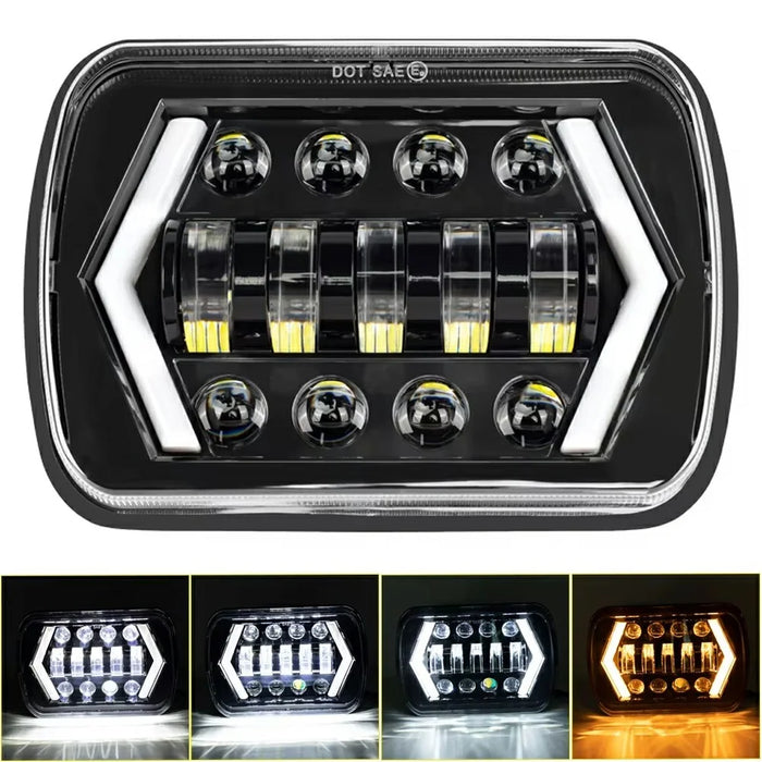 7 Inch 13-LED Arrow Design Square Head Lamp IP67 Waterproof Car Daytime Running Light - 1