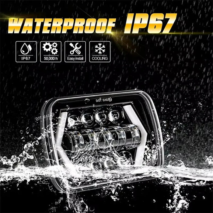 7 Inch 13-LED Arrow Design Square Head Lamp IP67 Waterproof Car Daytime Running Light - 2