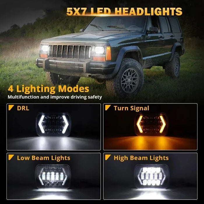 7 Inch 13-LED Arrow Design Square Head Lamp IP67 Waterproof Car Daytime Running Light - 4