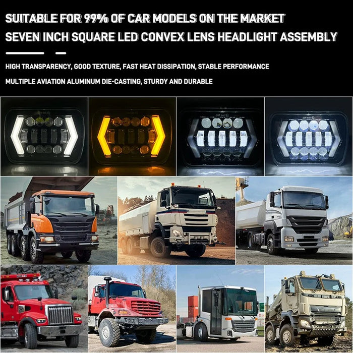7 Inch 13-LED Arrow Design Square Head Lamp IP67 Waterproof Car Daytime Running Light - 6