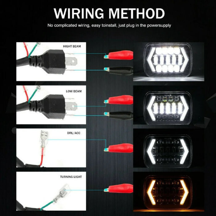 7 Inch 13-LED Arrow Design Square Head Lamp IP67 Waterproof Car Daytime Running Light - 7