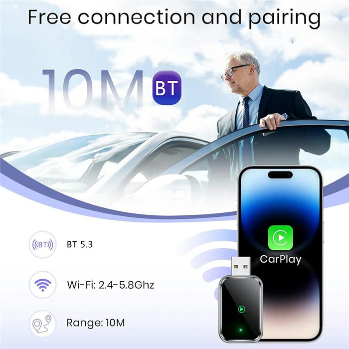 Wired to Wireless CarPlay Android Auto Adapter 2 In 1 Plug and Play USB Dongle 5G WiFi Smart AI Box - 5