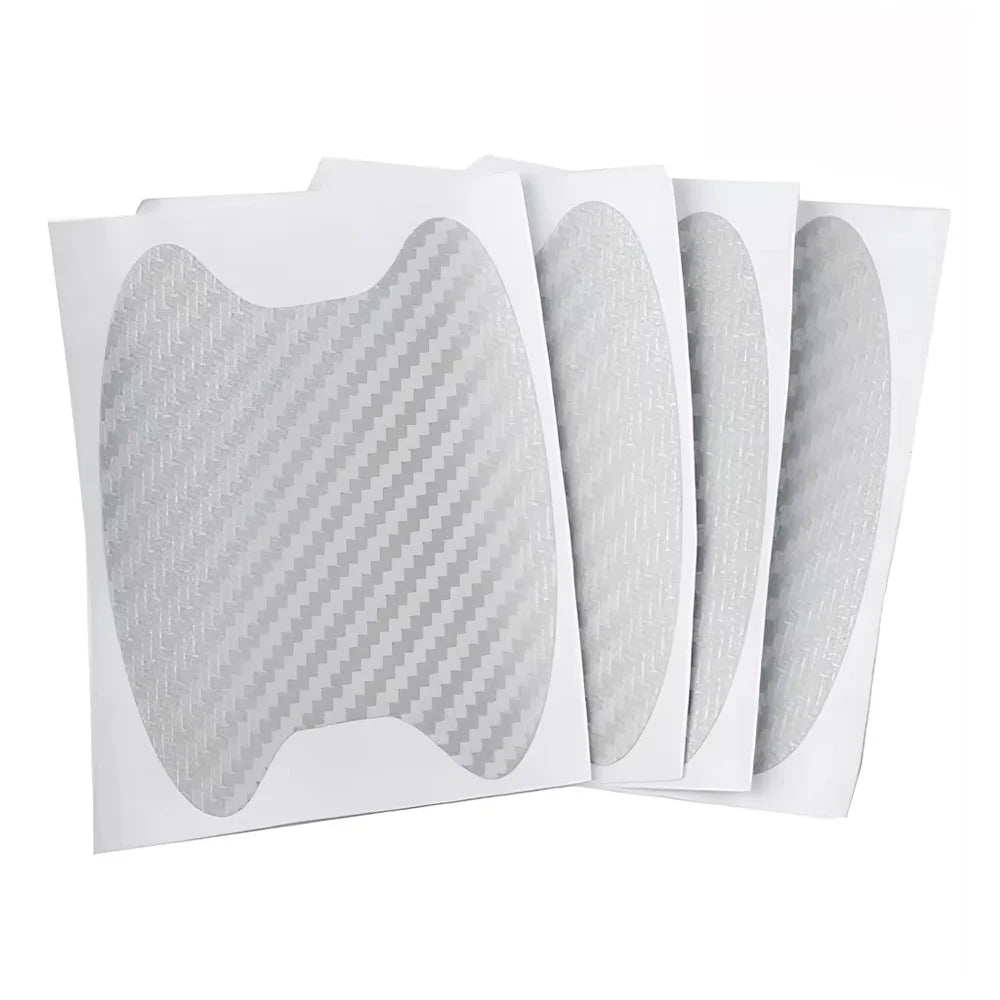 4Pcs Car Door Handle Cup Protector Carbon Fiber Sticker Anti Scratch Paint Protection Decal - White - 1