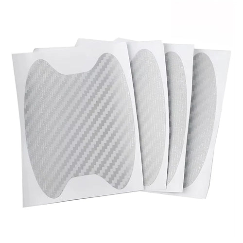 4Pcs Car Door Handle Cup Protector Carbon Fiber Sticker Anti Scratch Paint Protection Decal - White - 1