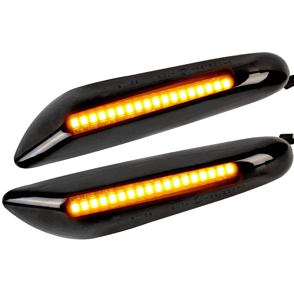 1 Pair Dynamic LED Side Marker Turn Signal Lights for E90 E60 E88 X1 X3 Sequential Flowing Lamp - 1