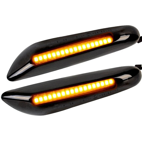 1 Pair Dynamic LED Side Marker Turn Signal Lights for E90 E60 E88 X1 X3 Sequential Flowing Lamp - 1